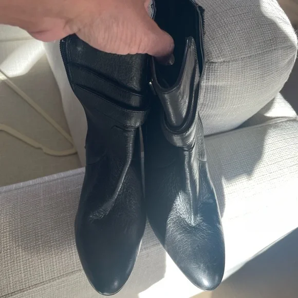 Calvin Klein Black Leather Ankle Boots - Picture 7 of 8